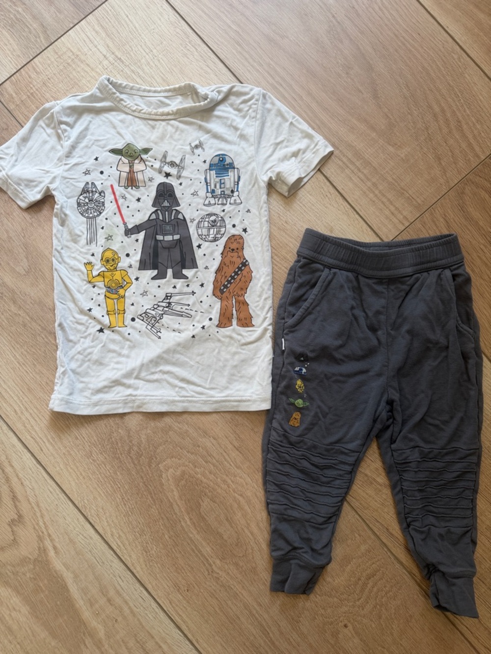 Little Sleepies White Star Wars Character Matching Set with Gray Pants